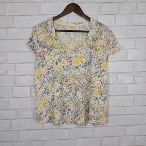 Anthropologie Short Sleeve Tee in Cream, Yellow, Blue, Pink